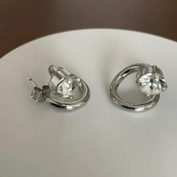 Justine Clenquet Silver Hoop Earrings - Picture 2 of 5